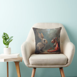 Drache und Kaninchen Fantasy Kissen