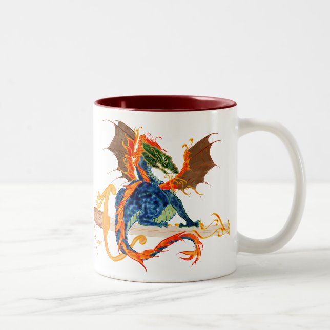 Drache und Klinge Zweifarbige Tasse (Rechts)