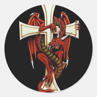 Drache und Kreuz Runder Aufkleber