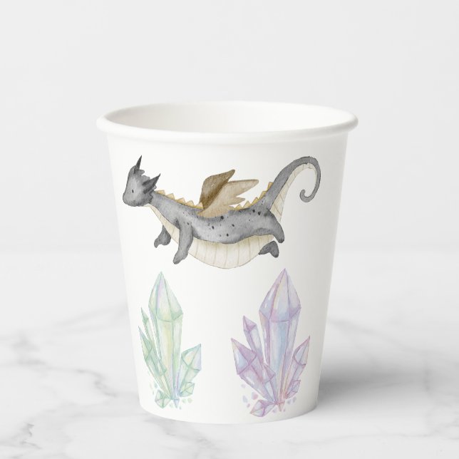 Drache und Kristall Pappbecher (Vorderseite)