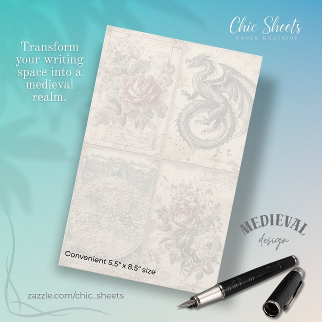 Drache und mittelalterlich inspiriertes Design  Briefpapier (Von Creator hochgeladen)