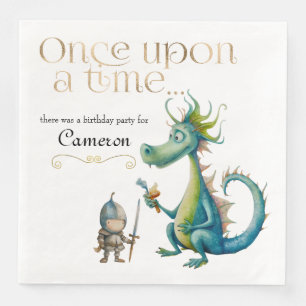 Drache und Ritter der klassischen Märchen Serviette