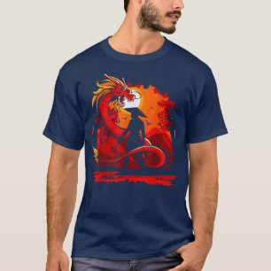 Drache und Samurai mit Katana Japan Anime Lover D T-Shirt
