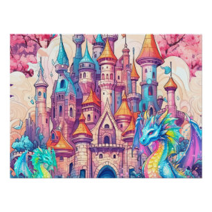 Drache und Schloss Poster