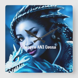 Drache und sein Reiter - Wall-Uhr Quadratische Wanduhr