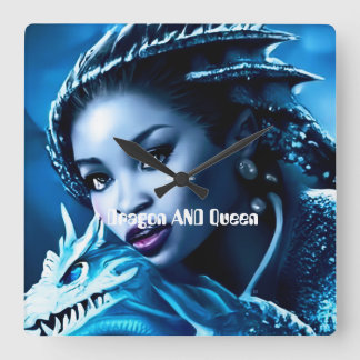 Drache und sein Reiter - Wall-Uhr Quadratische Wanduhr