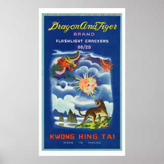 Drache und Tiger (Vintager chinesischer Feuerracke Poster