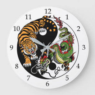 Drache und Tiger yin Yang Große Wanduhr