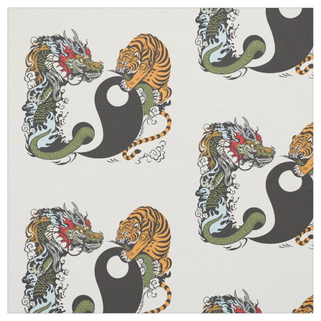 Drache und Tiger yin Yang-Symbol Stoff (Muster)
