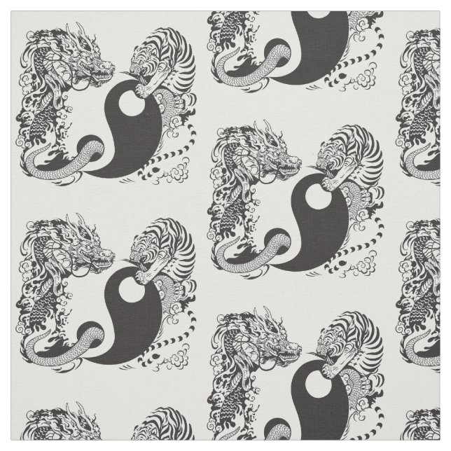 Drache und Tiger yin Yang-Symbol Stoff (Muster)