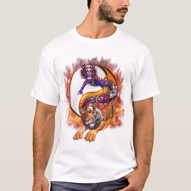 Drache und Tiger Yin Yang T-Shirt (Vorderseite)