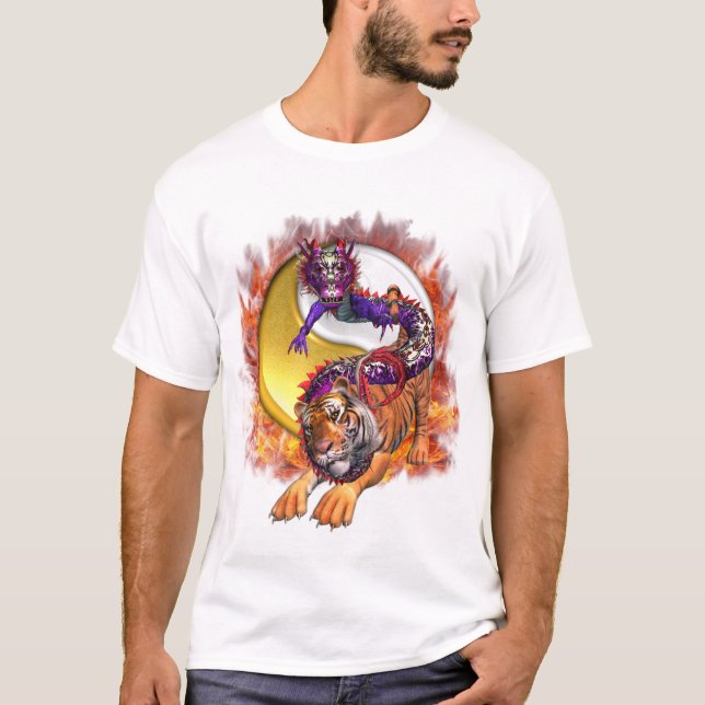 Drache und Tiger Yin Yang T-Shirt (Vorderseite)