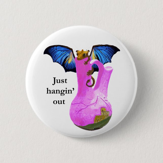 Drache und Vase Button (Vorderseite)