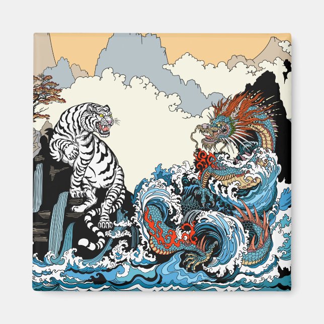 Drache und weißer Tiger. Illustration durch Insima Magnet (Vorne)