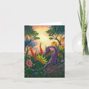 Drache unter dem Blumen notecard Karte