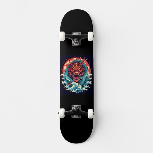 Drache unter den Wellen Skateboard (Vorderseite)