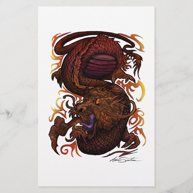 Drache (Unterzeichnungs-Entwurf) Briefpapier (Vorderseite)