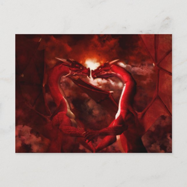 Drache-Valentinsgrüße Feiertagspostkarte (Vorderseite)