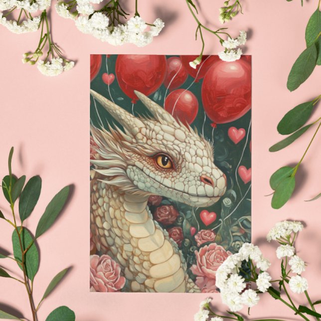 Drache Valentinstag Luftballons Karte (Von Creator hochgeladen)