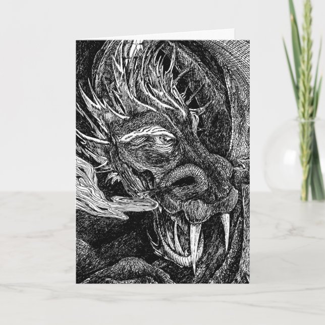 Drache "Viel Glück" Grüße Karte (Vorderseite)
