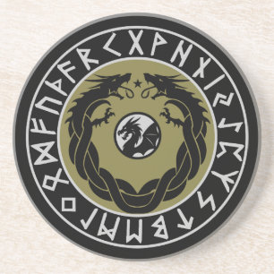 Drache Viking Rune Schutz Getränkeuntersetzer