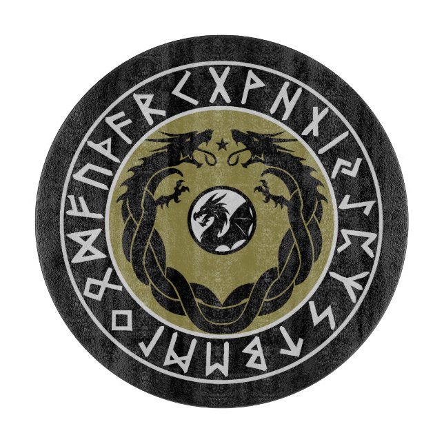 Drache Viking Rune Schutz Schneidebrett (Vorderseite)