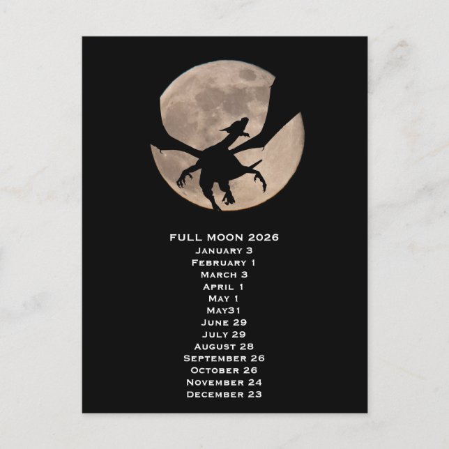 Drache Vollmondphasen 2026 Postkarte (Vorderseite)
