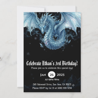 Drache Wasserfarbe Geburtstag Einladung
