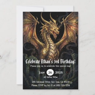 Drache Wasserfarbe Geburtstag Einladung