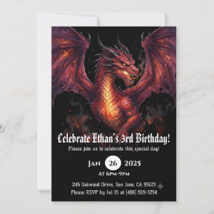 Drache Wasserfarbe Geburtstag Einladung