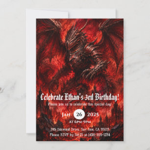 Drache Wasserfarbe Geburtstag Einladung