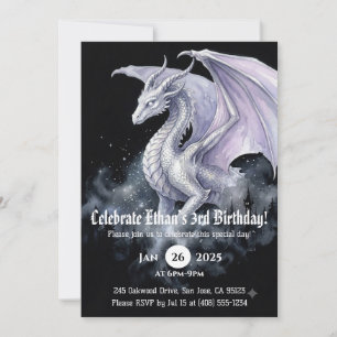 Drache Wasserfarbe Geburtstag Einladung