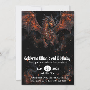Drache Wasserfarbe Geburtstag Einladung