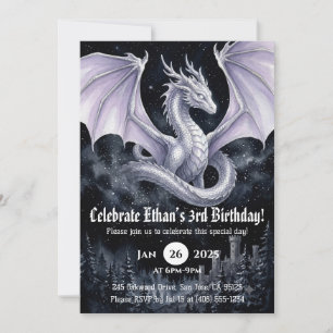 Drache Wasserfarbe Geburtstag Einladung
