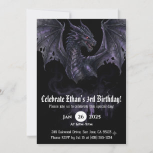 Drache Wasserfarbe Geburtstag Einladung