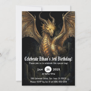 Drache Wasserfarbe Geburtstag Einladung