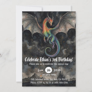 Drache Wasserfarbe Geburtstag Einladung