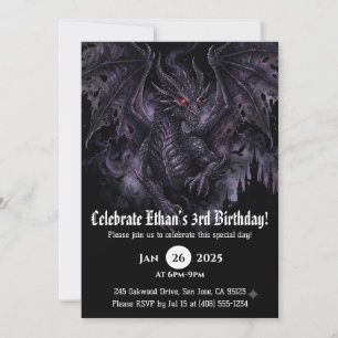 Drache Wasserfarbe Geburtstag Einladung
