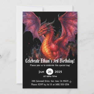 Drache Wasserfarbe Geburtstag Einladung