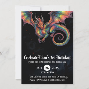 Drache Wasserfarbe Geburtstag Einladung