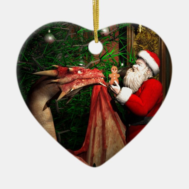 Drache-Weihnachten Keramik Ornament (Vorne)