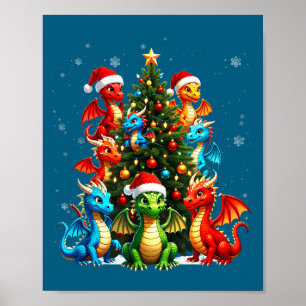 Drache Weihnachtsbaum Squad Santa Hut Fantasy Myth Poster