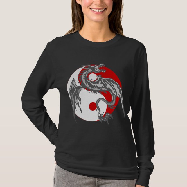 Drache Yin Yang Dunkelheits-T - Shirt (Vorderseite)