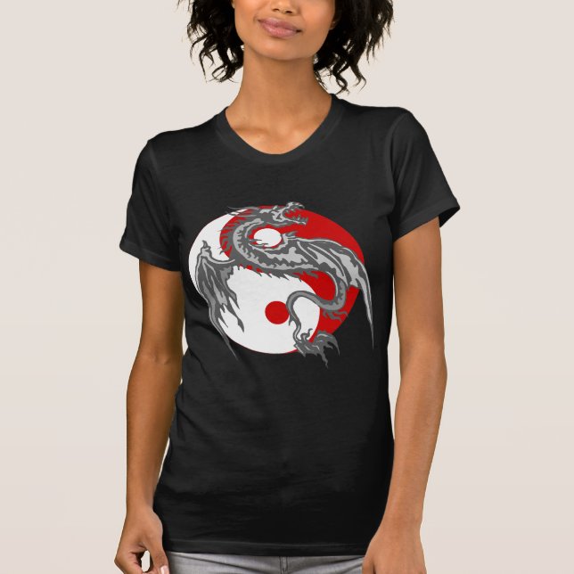 Drache Yin Yang Dunkelheits-T - Shirt (Vorderseite)