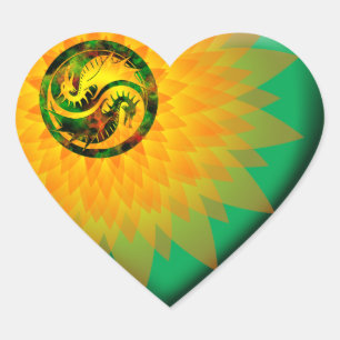 Drache Yin Yang Herz-Aufkleber