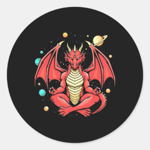 Drache Yoga-Pose Meditation Drache macht Yoga im W Runder Aufkleber