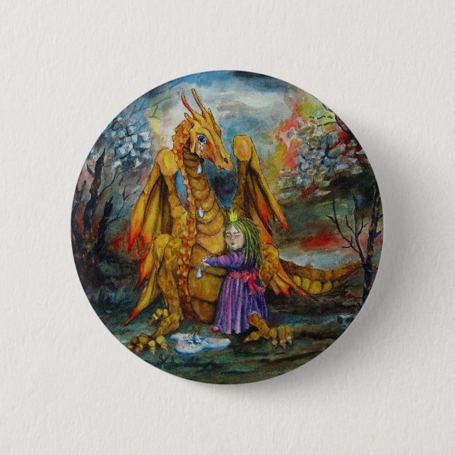 Drache zerreißt Standardknopf Button (Vorderseite)