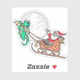 Drache zieht den Schlitten des Weihnachtsmannes Aufkleber