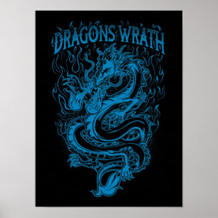 Drache-Zorn-Blau Poster