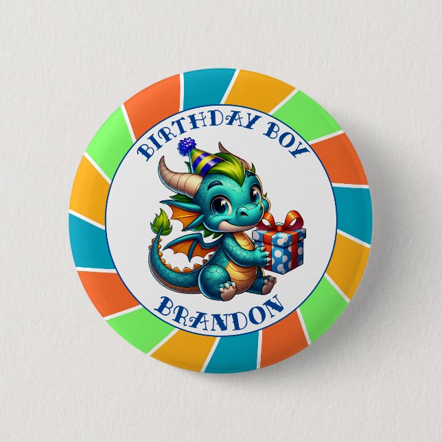 Drache zum Geburtstag Button (Vorderseite)